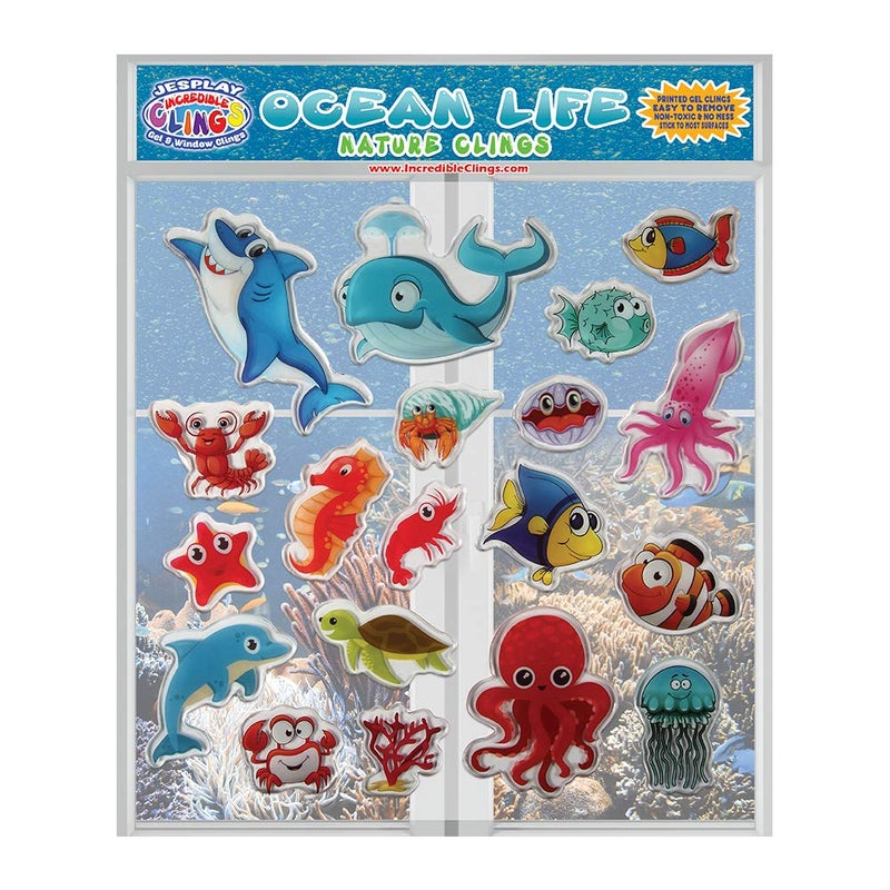 JesPlay Ocean Sea Animal Gel Window Clings for Kids - Window Stickers for Toddlers, Gel Clings Window Decals Kids Jelly Reusable Sticker - Home Car Plane Airplane Activities - Underwater Life (Jesplay USA) - Image 2